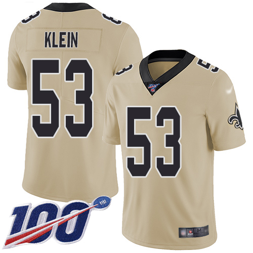 Men New Orleans Saints Limited Gold A J  Klein Jersey NFL Football #53 100th Season Inverted Legend Jersey